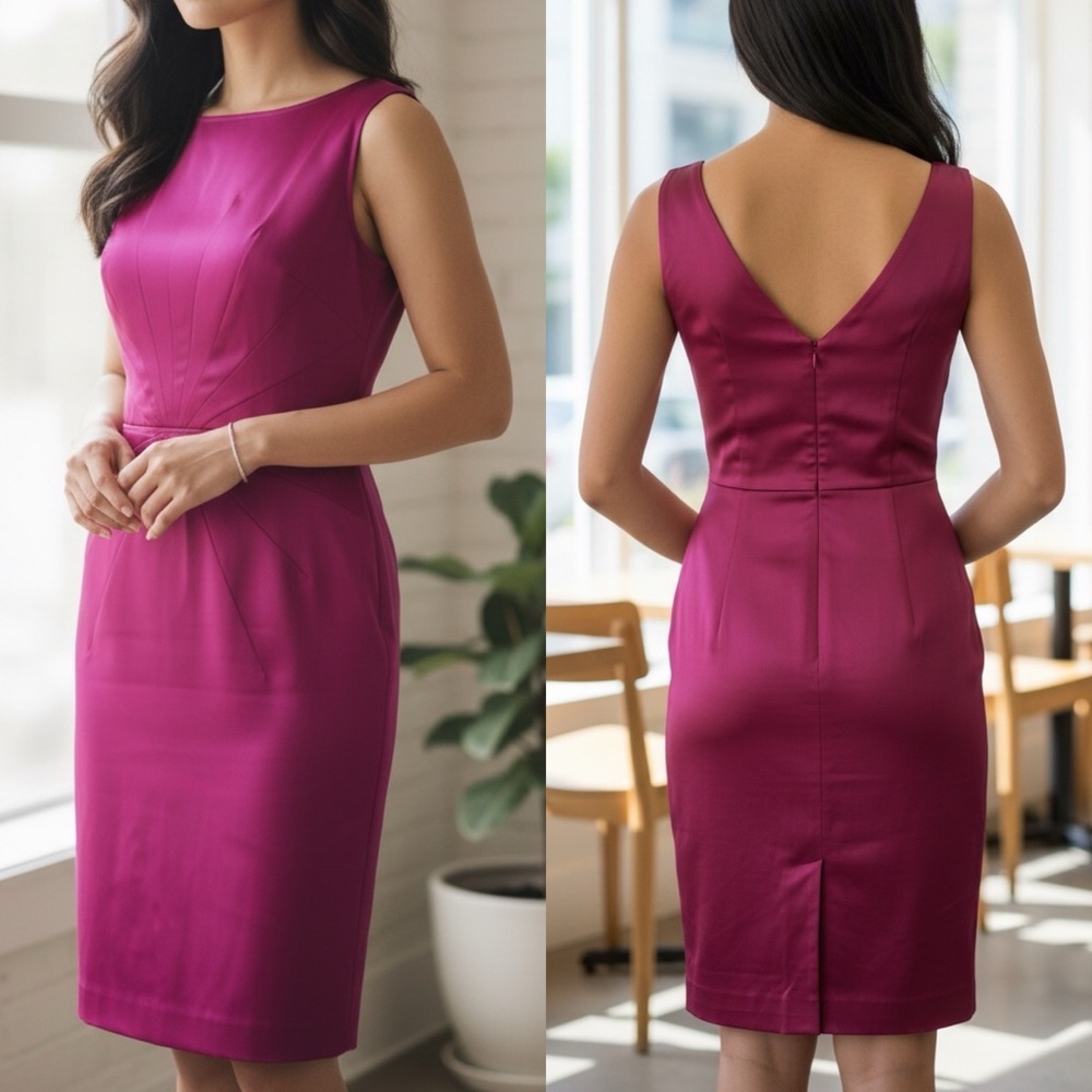 Banana Republic Fuchsia Pink Starburst Sheathe Dress Sz 2